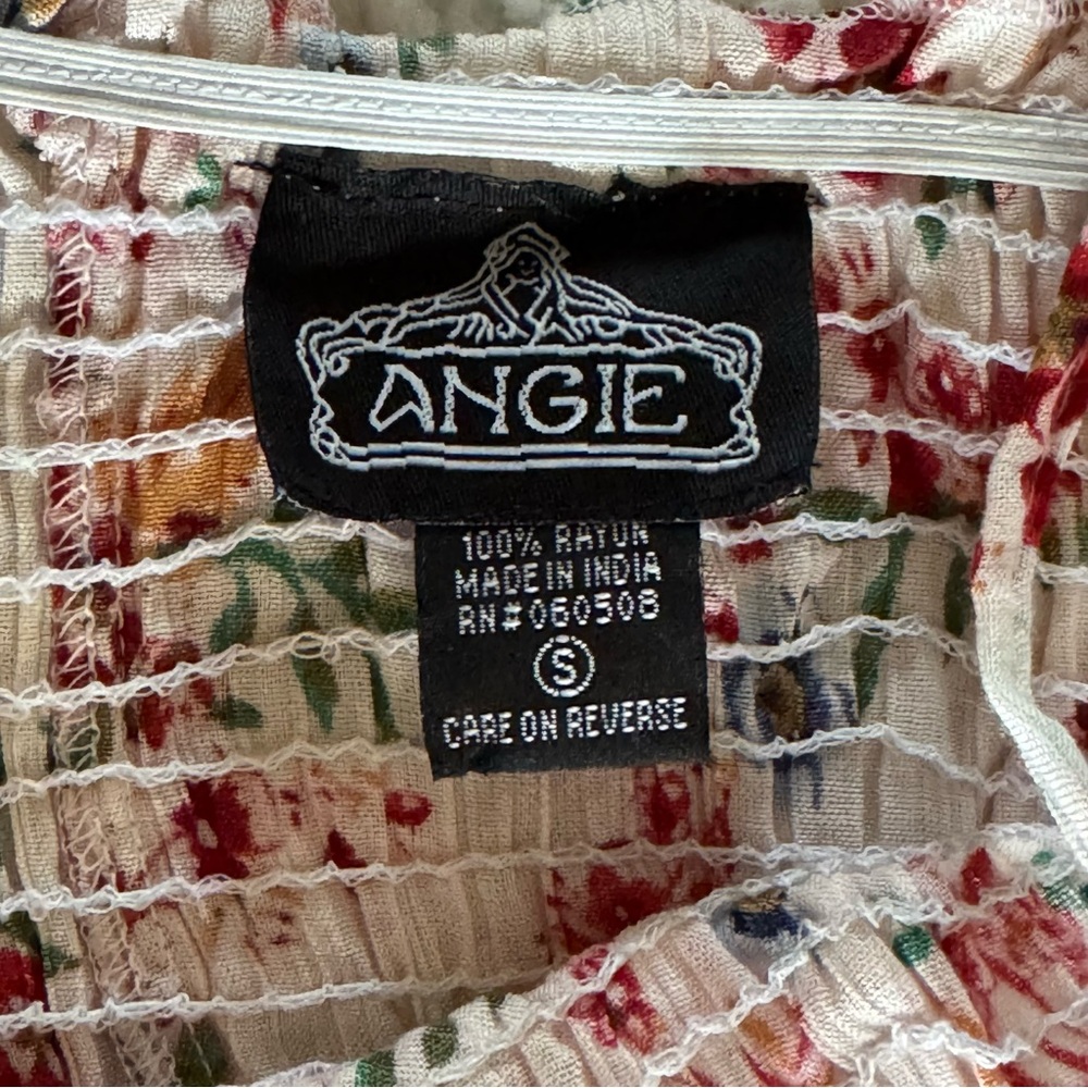 Angie Women's Smocked Bodice Cold Shoulder Dress Floral Small Adjustable Straps - Picture 4 of 9